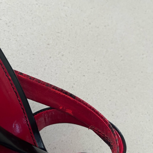Franco Sarto Red Snakeskin Strappy Sandals With Wood Heel. Size 9 - Picture 6 of 10